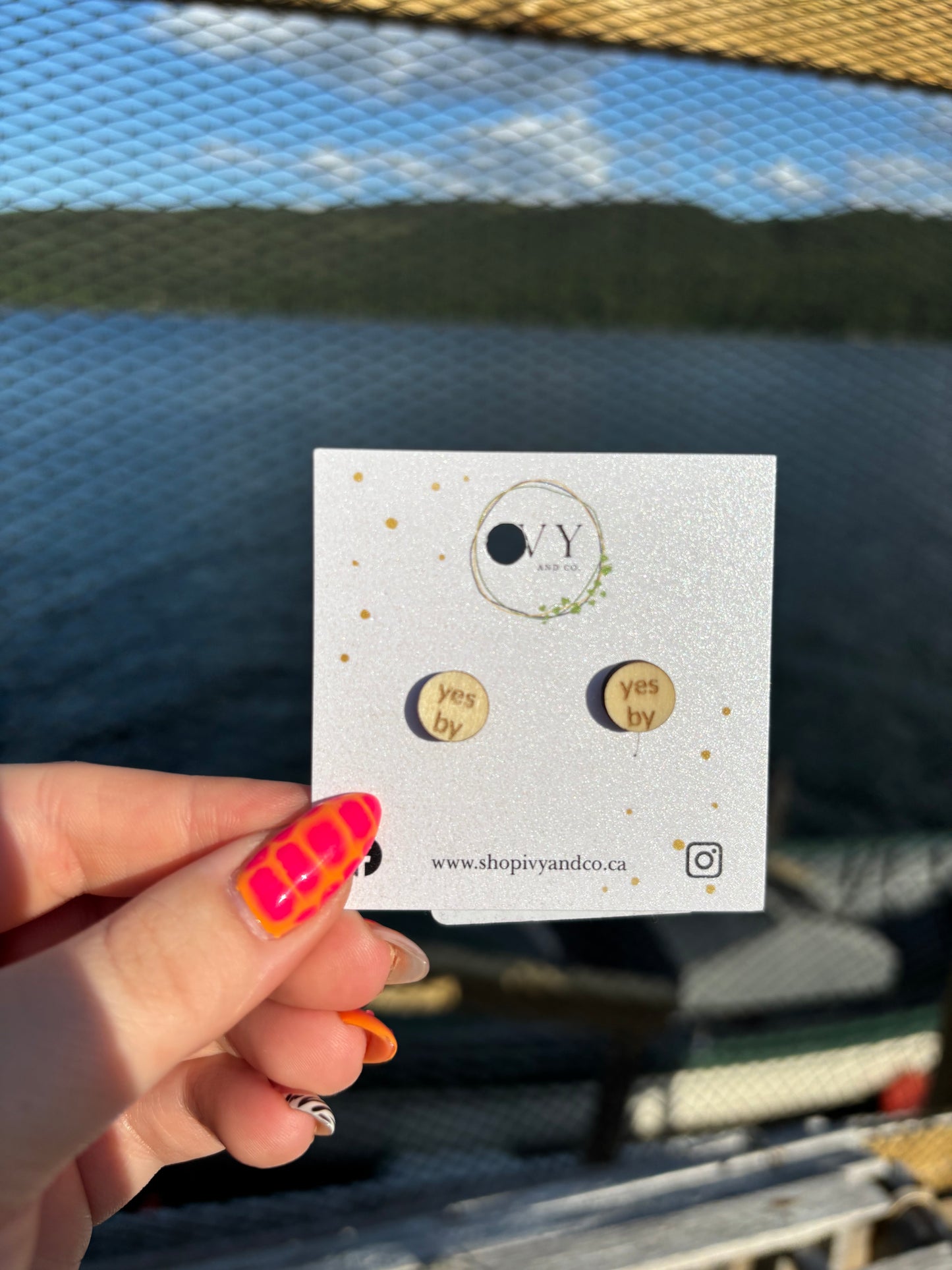 Yes By Wooden Stud Earrings