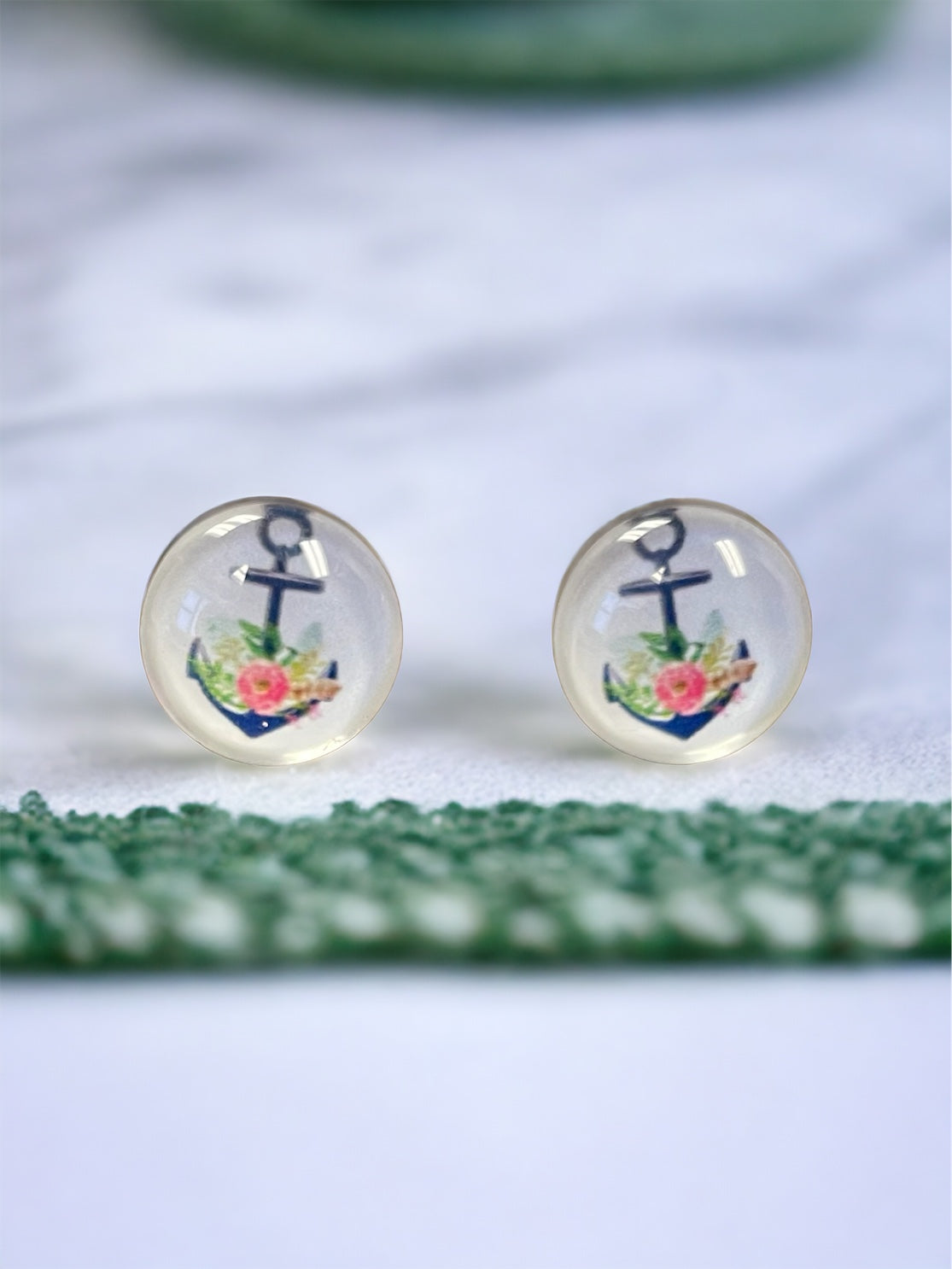 Anchor Rose Accent Newfoundland Earrings